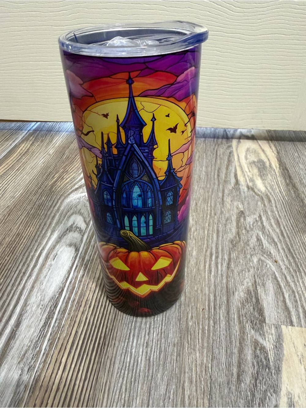 Brand New!! 20 oz insulated stainless steel tumbler Pumpkin/Haunted House design